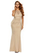 Apricot Lace Insert Evening Dress
